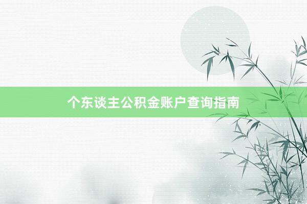 个东谈主公积金账户查询指南